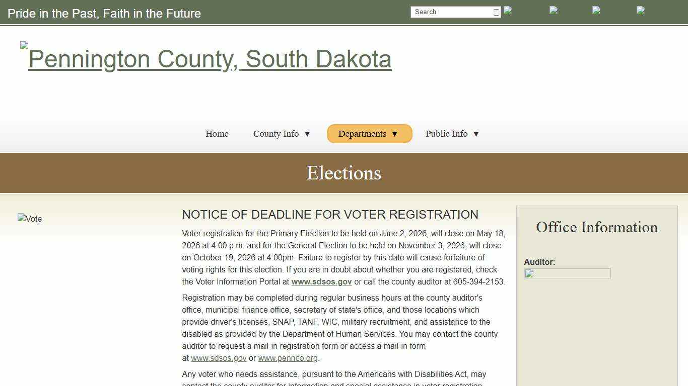 Elections - Pennington County, South Dakota